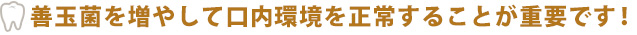 善玉菌を増やして口内環境を正常することが重要です！