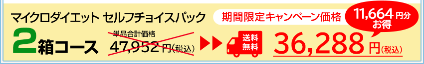 マイクロダイエットセルフチョイスパック2箱セット 期間限定キャンペーン価格36,288円（税込）送料無料！