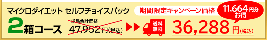 マイクロダイエットセルフチョイスパック2箱セット 期間限定キャンペーン価格36,288円（税込）送料無料！