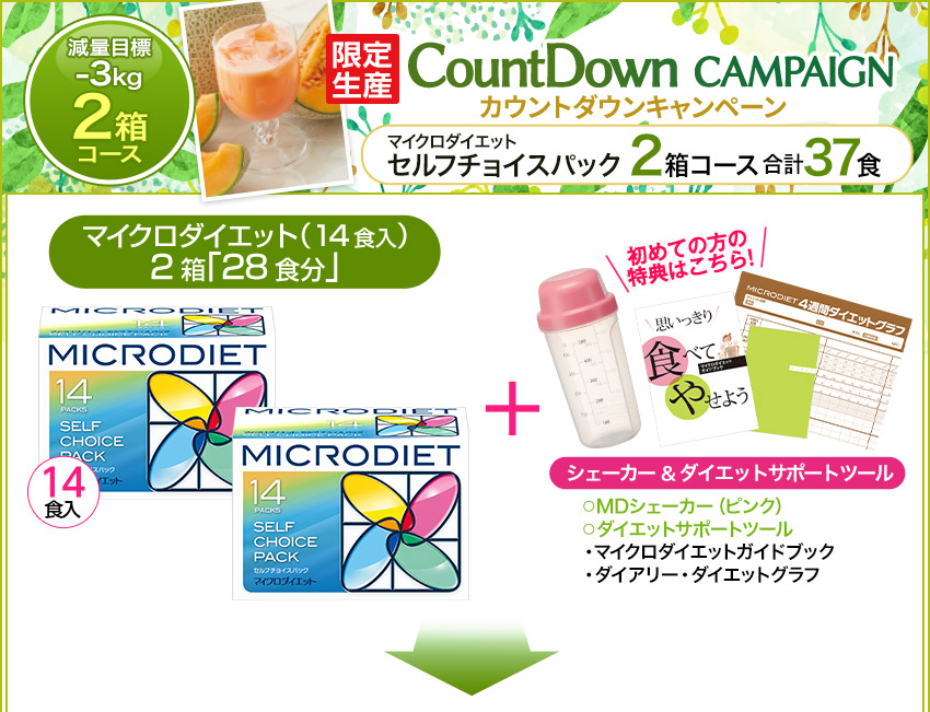 目標-3kg！ちょっとやせたいあなたに！マイクロダイエット セルフチョイスパック 2箱セット