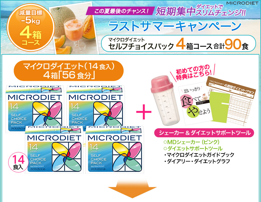 目標-5kg！しっかりやせたいあなたに！マイクロダイエット セルフチョイスパック 4箱セット