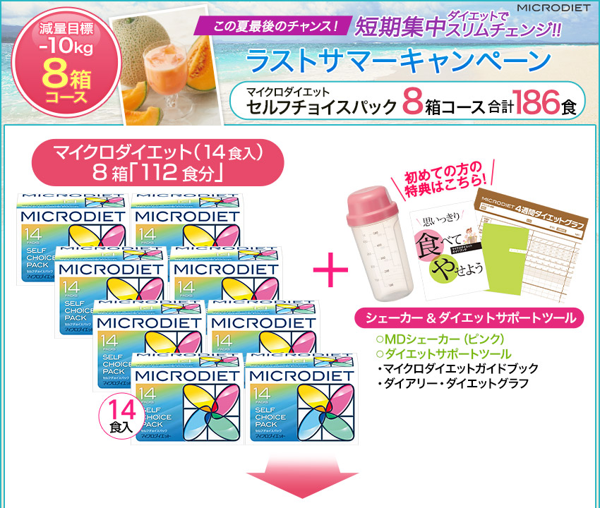 目標-10kg！大変身したいあなたに！マイクロダイエット セルフチョイスパック 8箱セット