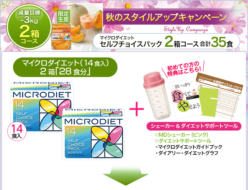 目標-3kg！ちょっとやせたいあなたに！マイクロダイエット セルフチョイスパック 2箱セット