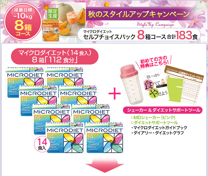 目標-10kg！大変身したいあなたに！マイクロダイエット セルフチョイスパック 8箱セット