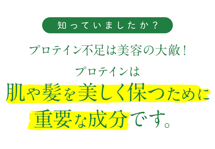 プロテイン不足は美容の大敵!プロテインは肌や髪を美しく保つために重要な成分です。